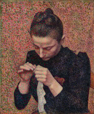 Jeune Femme faisant du crochet (Julie Lemmen)
